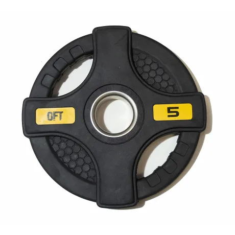 Штанга олимпийская OriginalFitTools 128 кг (диски с двумя хватами, черный гриф) - Фото 6